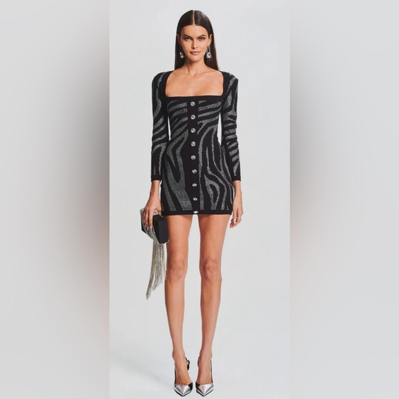 A651. RETROFETE Elvira Knit Dress in Black - Picture 5 of 5